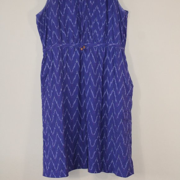 Gap A-line Triangle Cut Out Neckline Dress - Size Large, Majorca Blue, Side Zip - Picture 3 of 15